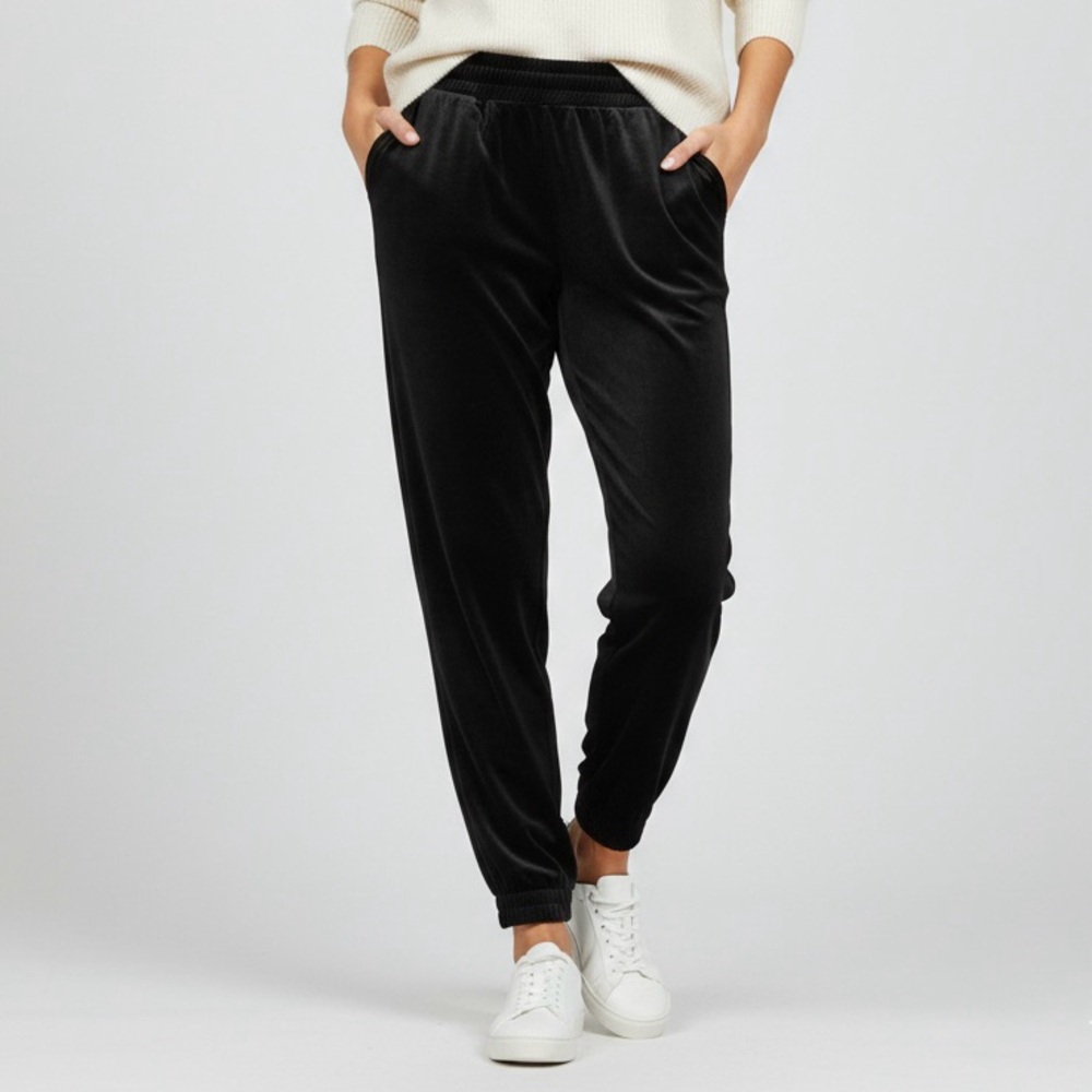 BANANA REPUBLIC Black Velvet Velour High Rise Pull On Relaxed Jogger Pants XS